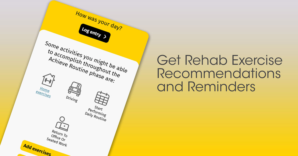 The My MACI app offers easy-to-use exercise reminders to support MACI rehabilitation.